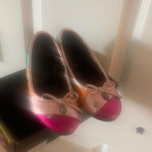 Kurt Geiger Multicolor Metallic Ballet Flats with Pink Toe